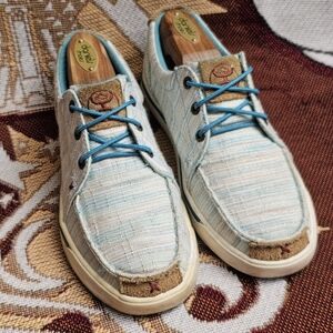 Twisted X Hooey Loper Womens Size 8 WHYC004 Turquoise Blue White Casual Shoes